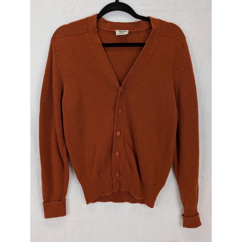 Vintage Arrow Cardigan Sweater Medium Wool Grunge Grandpa Kurt Cobain Golf 70s